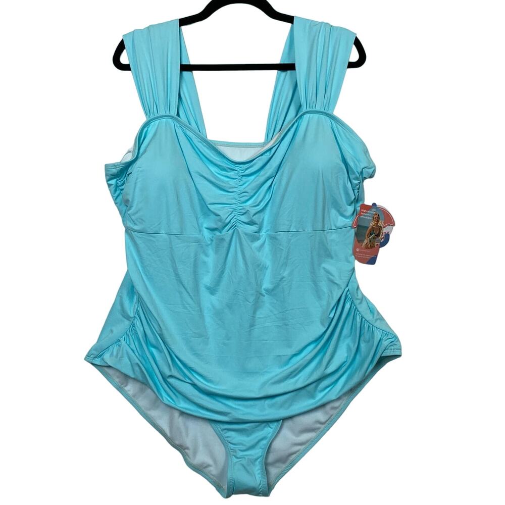 As Rose Rich Light Blue One Piece Swimsuit UPF 50+ New Size XXXL